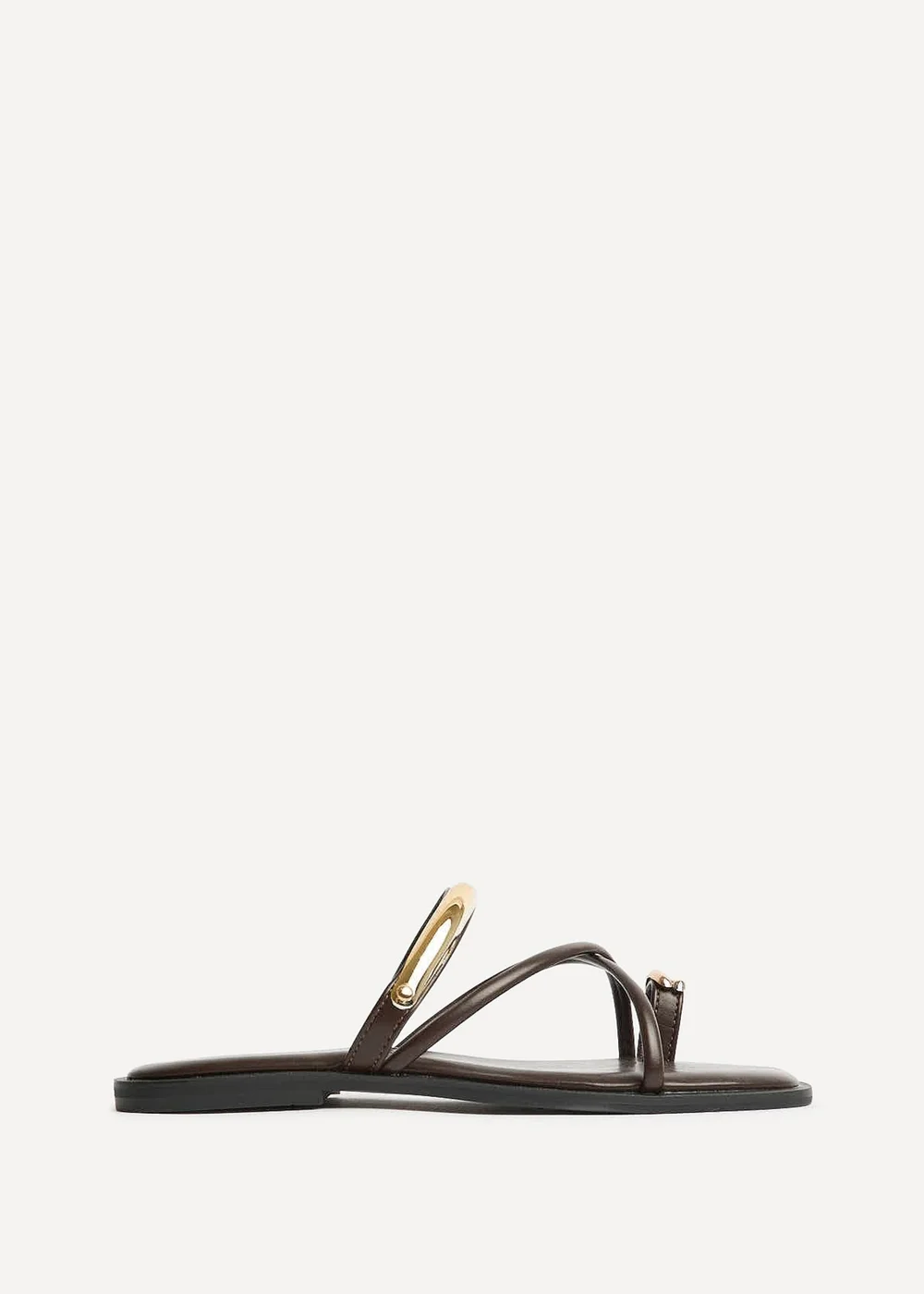 Linzi Lillie Brown Toe Ring Flat Sandals - 7 Image 2