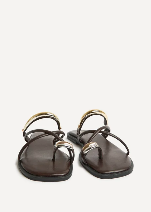 Linzi Lillie Brown Toe Ring Flat Sandals - 7 Image 3