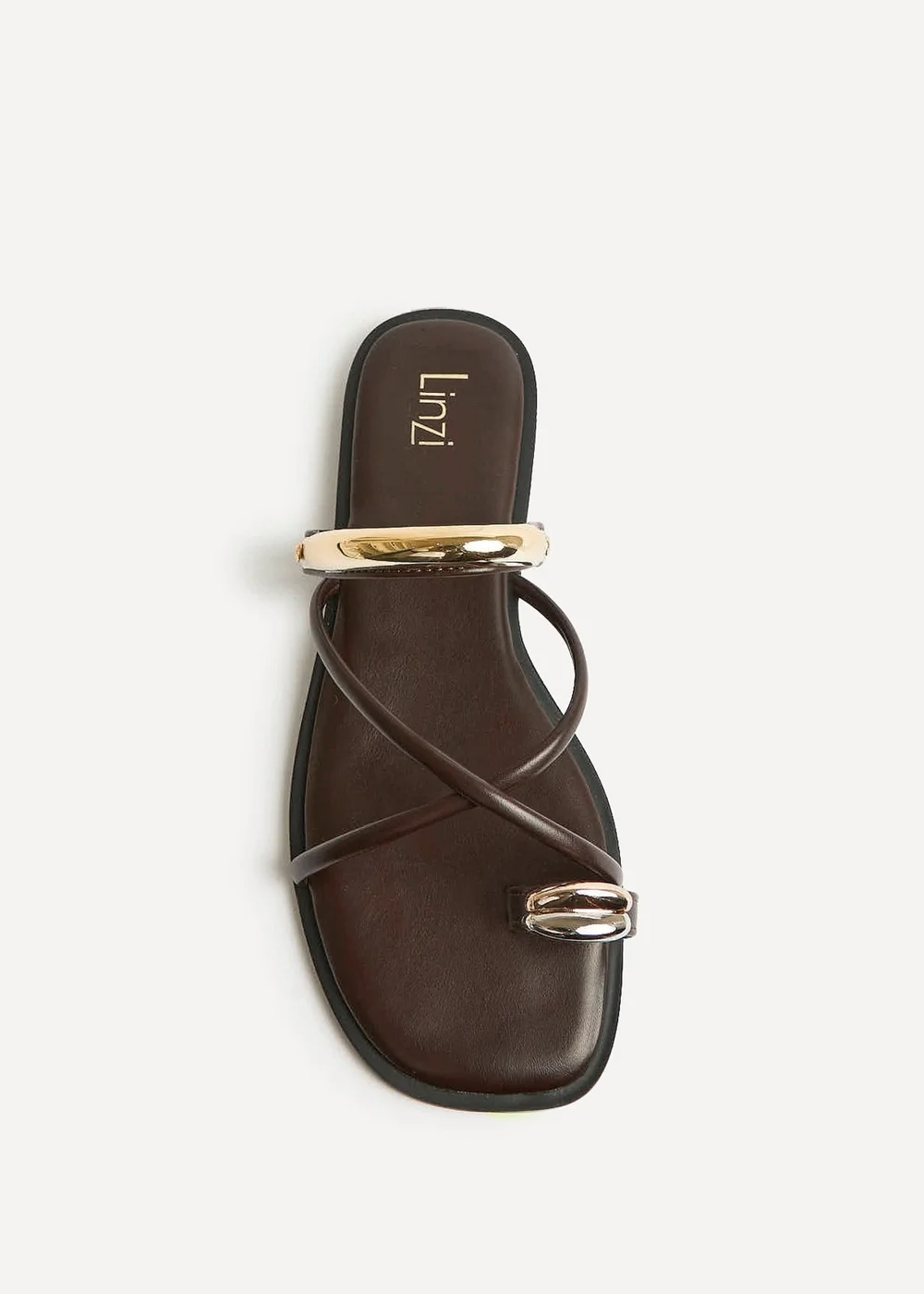Linzi Lillie Brown Toe Ring Flat Sandals - 7 Image 4