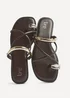 Linzi Lillie Brown Toe Ring Flat Sandals - 7 Image 5