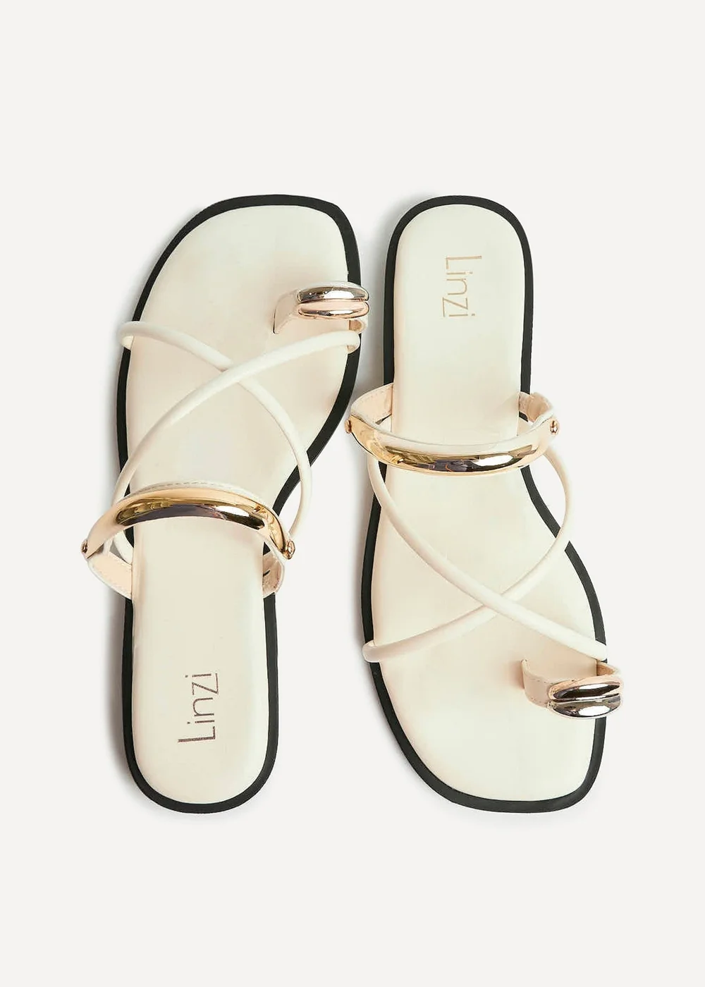 Linzi Lillie Nude Toe Ring Flat Sandals - Size 5 Image 5