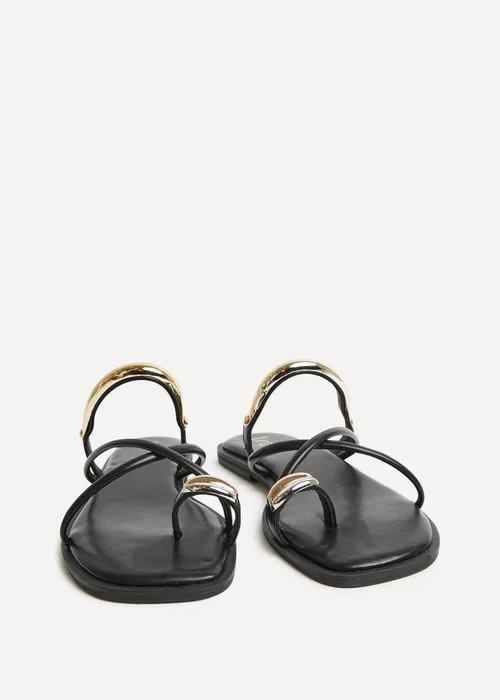 Linzi Lillie Black Toe Ring Flat Sandals - 4 Image 3