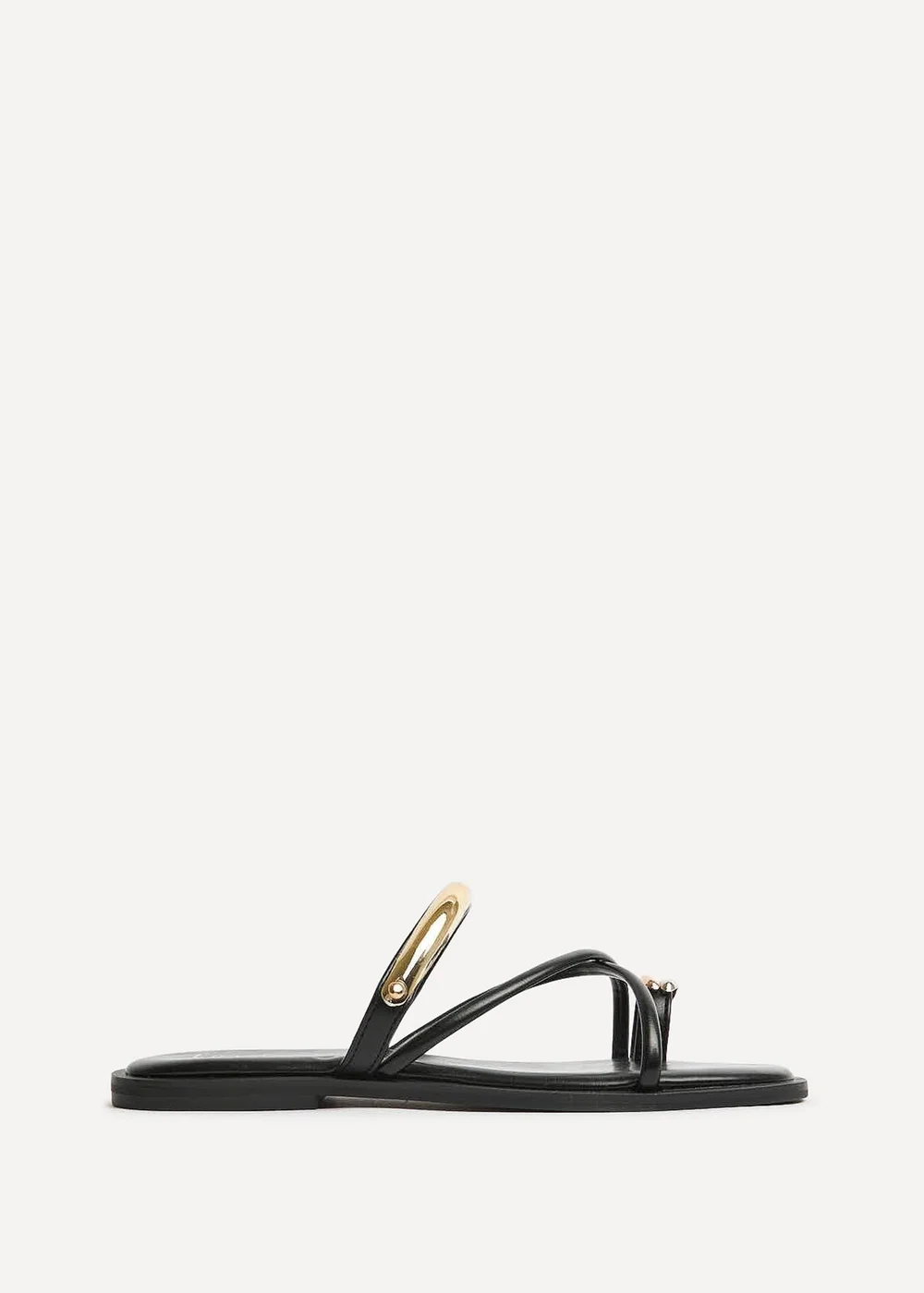 Linzi Lillie Black Toe Ring Flat Sandals - 4 Image 2