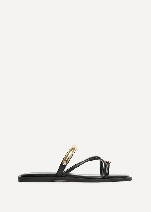 Linzi Lillie Black Toe Ring Flat Sandals - 4 Image 2