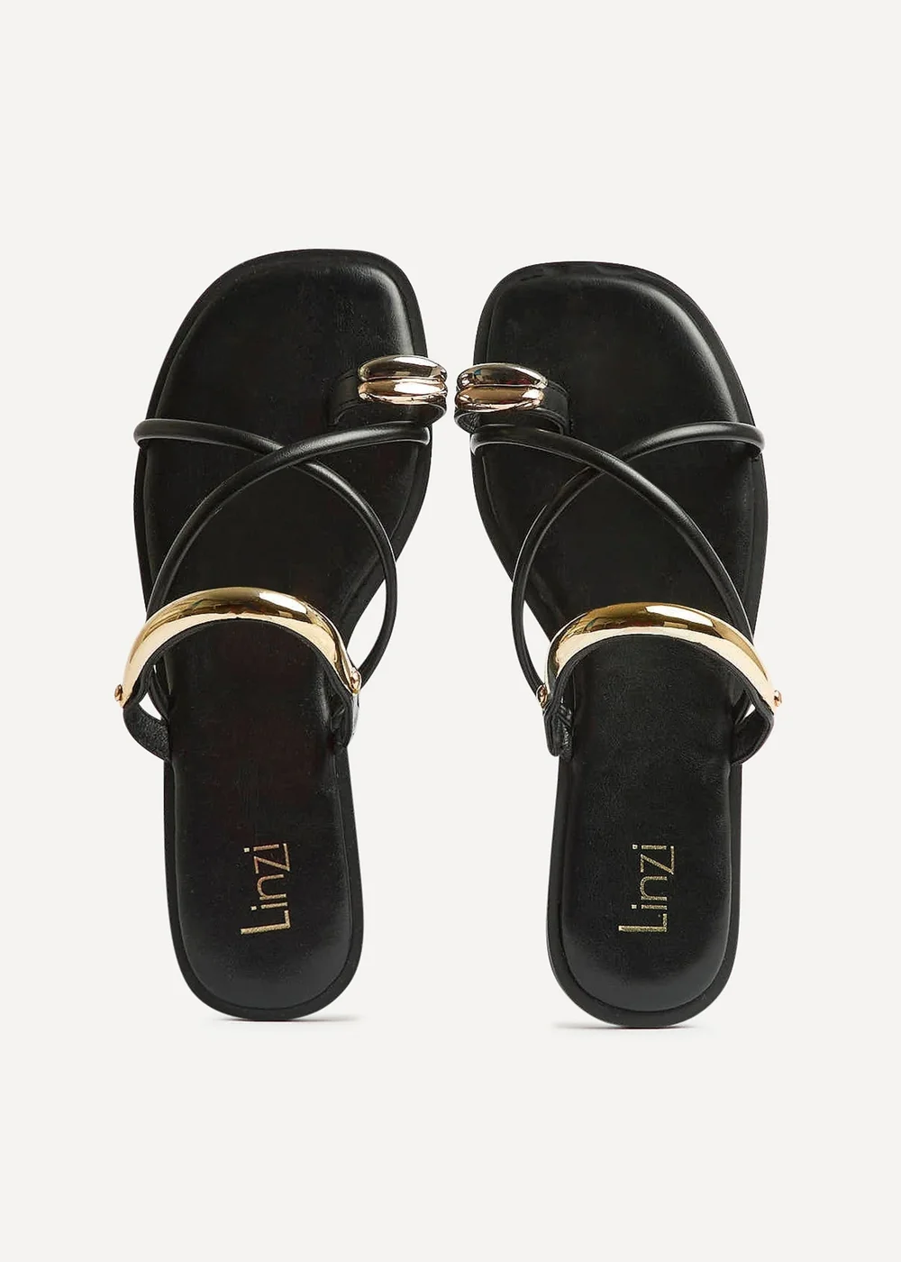 Linzi Lillie Black Toe Ring Flat Sandals - 4 Image 5
