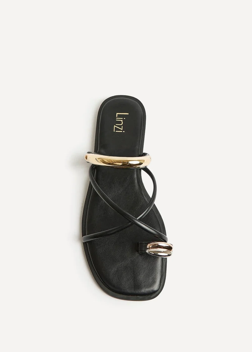 Linzi Lillie Black Toe Ring Flat Sandals - 4 Image 4