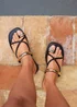Linzi Lillie Black Toe Ring Flat Sandals - 4 Image 1