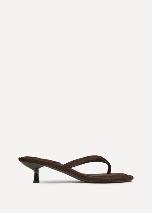 Linzi Ascend Brown Faux Suede Mule Heels - Size 3 Image 2