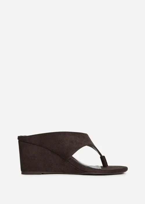 Linzi Avalon Brown Toe Post Wedge Sandals - 5 Image 2