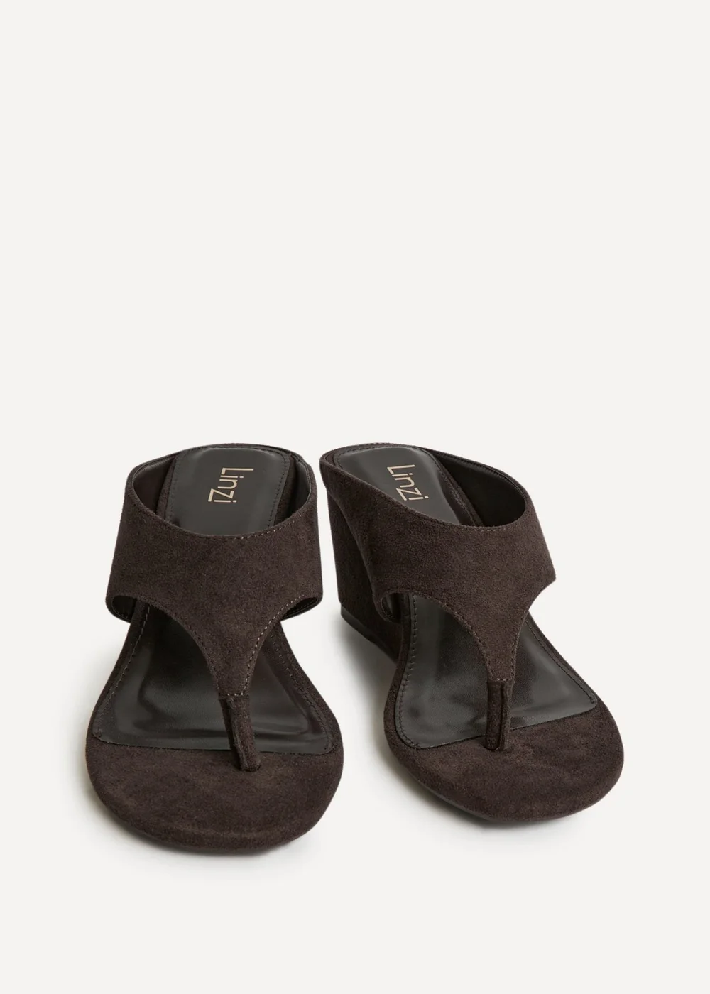Linzi Avalon Brown Toe Post Wedge Sandals - 5 Image 3