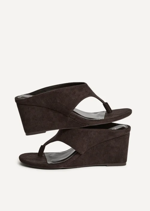 Linzi Avalon Brown Toe Post Wedge Sandals - 5 Image 5