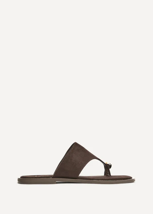 Linzi Contain Brown Toe Ring Flat Sandals - 4 Image 2