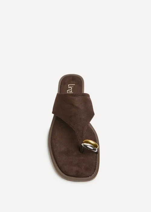 Linzi Contain Brown Toe Ring Flat Sandals - 4 Image 4