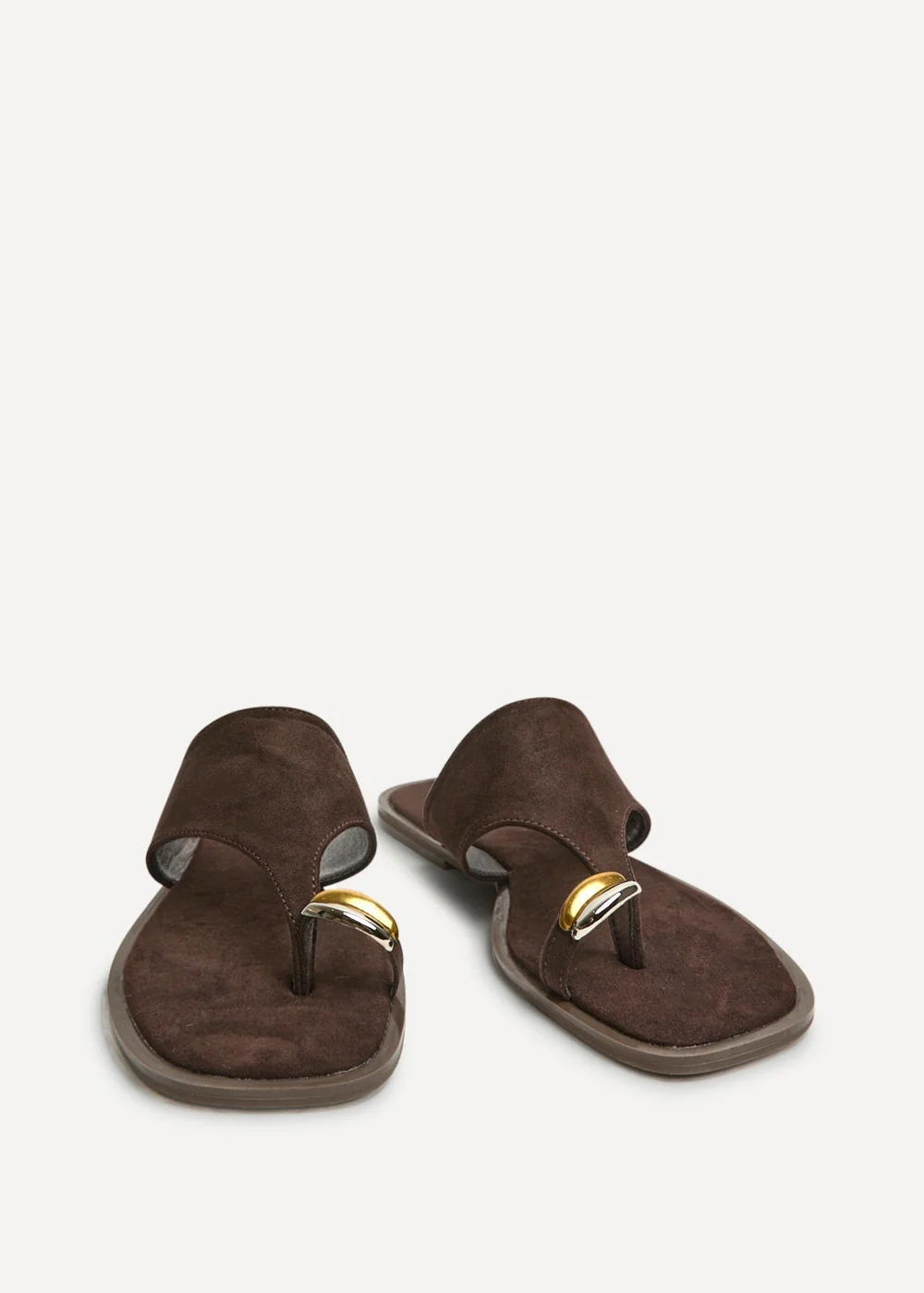 Linzi Contain Brown Toe Ring Flat Sandals - 4 Image 3