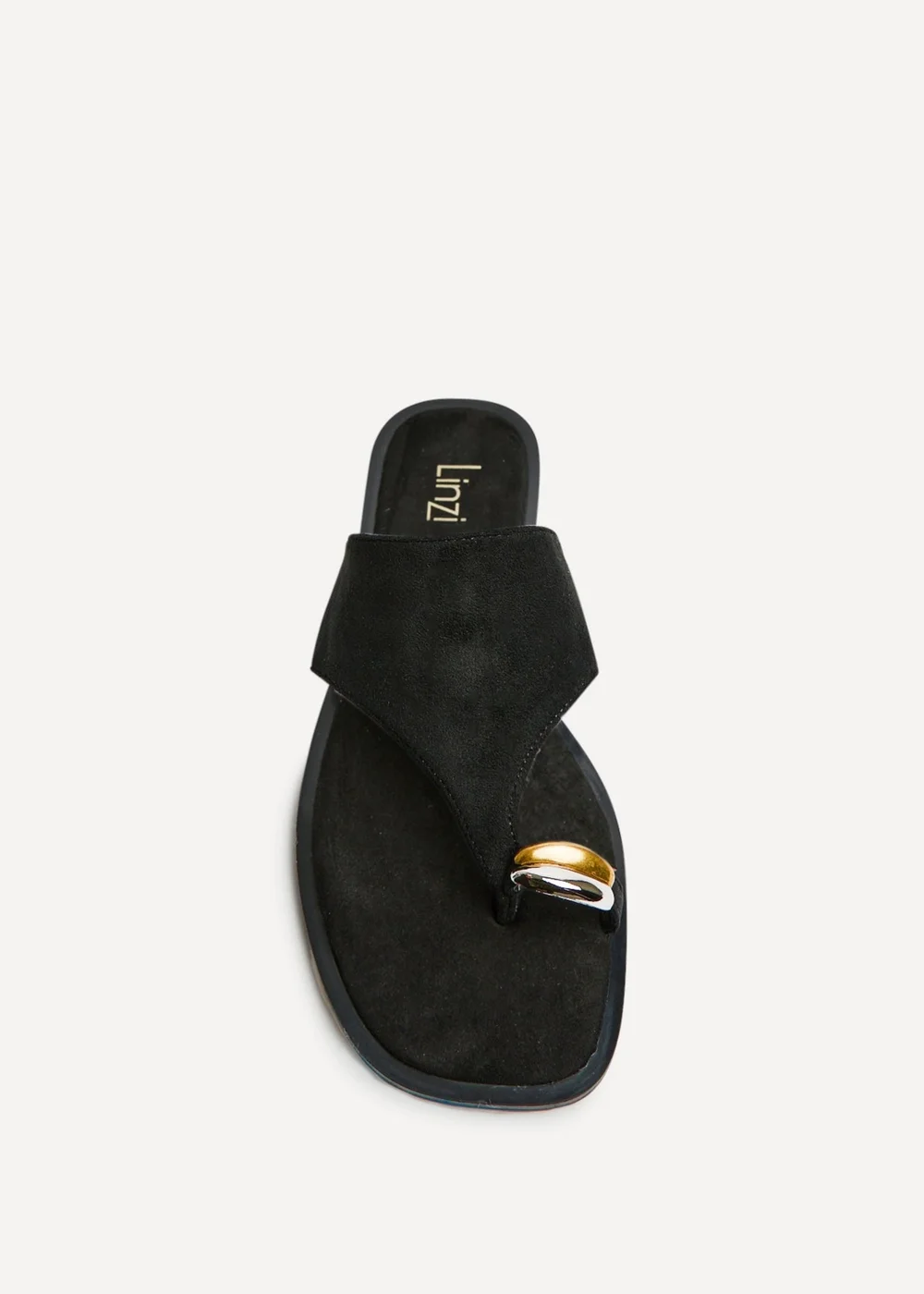 Linzi Contain Black Toe Ring Flat Sandals - 5 Image 4