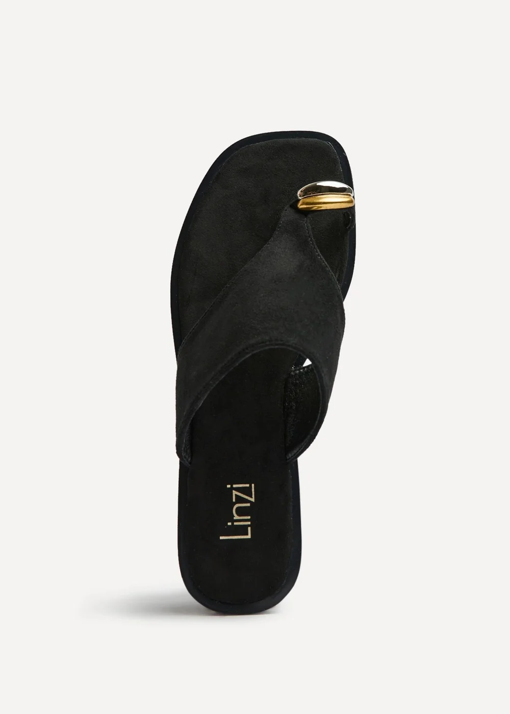 Linzi Contain Black Toe Ring Flat Sandals - 5 Image 5