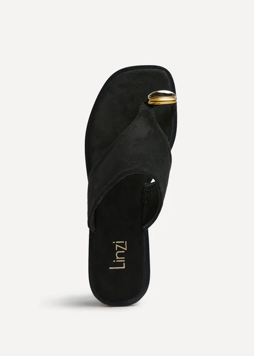 Linzi Contain Black Toe Ring Flat Sandals - 5 Image 5