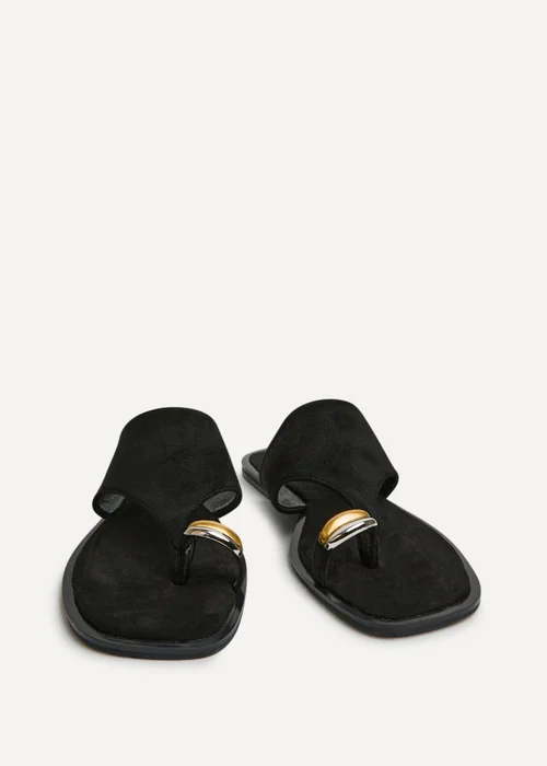 Linzi Contain Black Toe Ring Flat Sandals - 5 Image 3