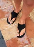 Linzi Contain Black Toe Ring Flat Sandals - 5 Image 1