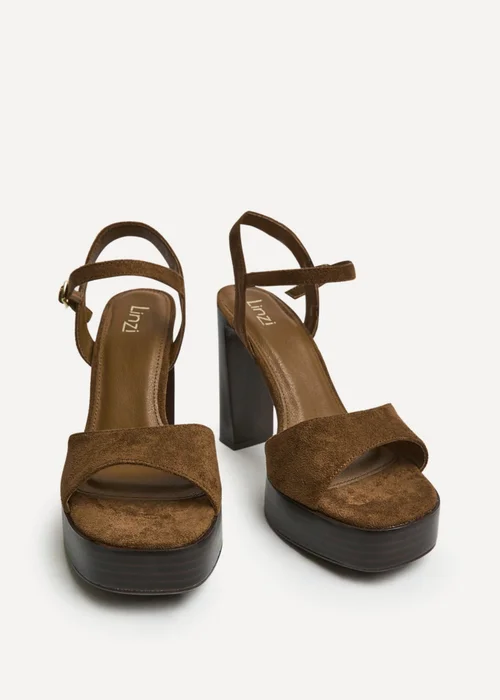 Linzi Alto Brown Platform Heeled Sandals - 5 Image 3