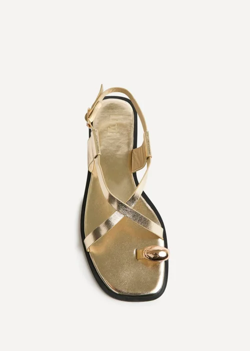 Linzi Mist Gold Toe Ring Flat Sandals - 8 Image 4