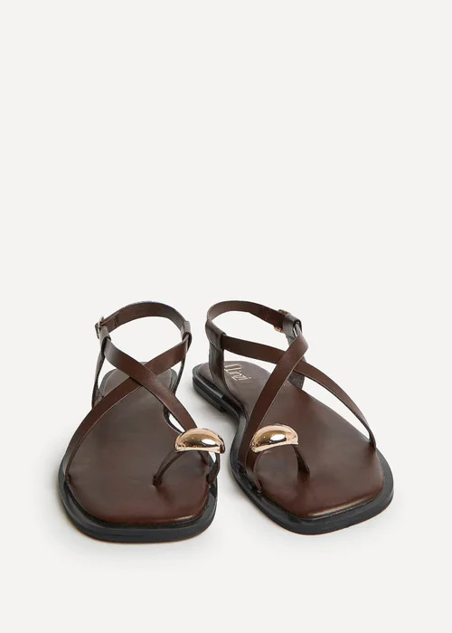 Linzi Mist Brown Toe Ring Flat Sandals - 3 Image 3