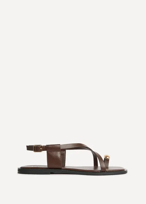 Linzi Mist Brown Toe Ring Flat Sandals - 3 Image 2