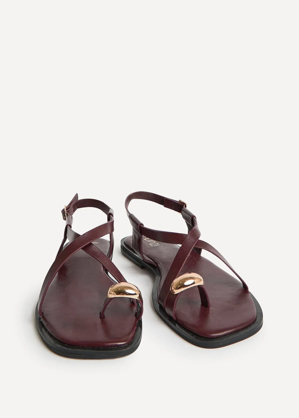 Linzi Mist Burgundy Toe Ring Flat Sandals - 3 Image 3