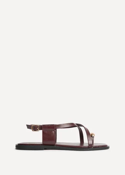 Linzi Mist Burgundy Toe Ring Flat Sandals - 3 Image 2