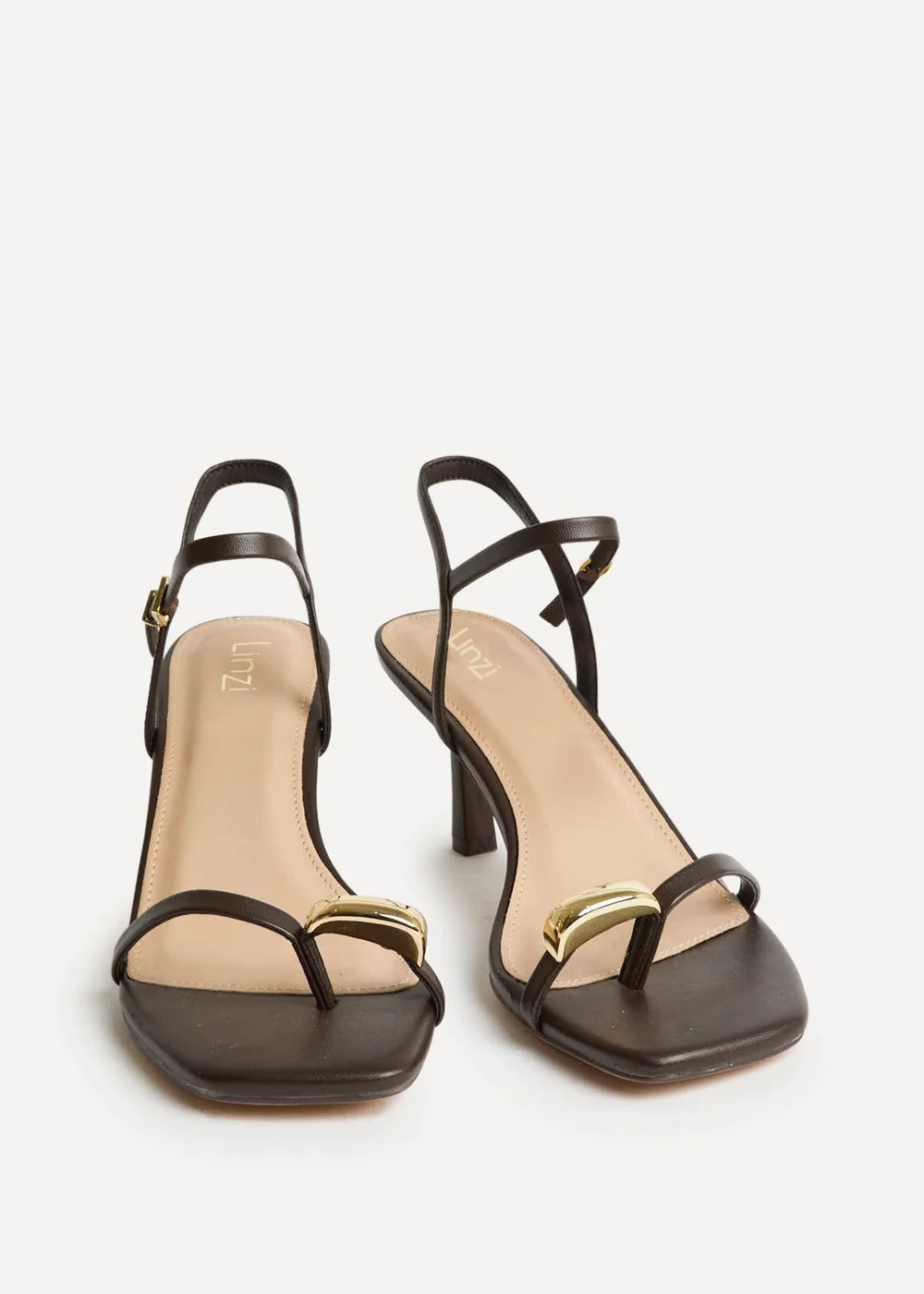 Linzi Amira Brown Heeled Sandals - Size 6 Image 3