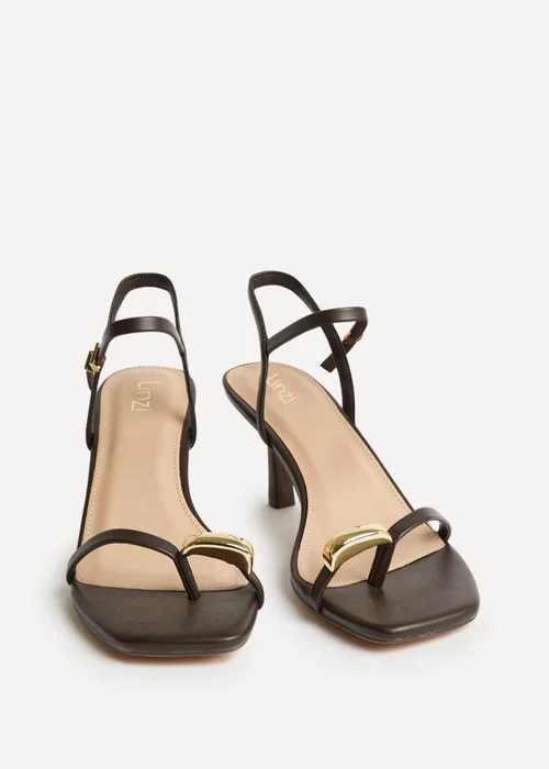 Linzi Amira Brown Heeled Sandals - Size 6 Image 3