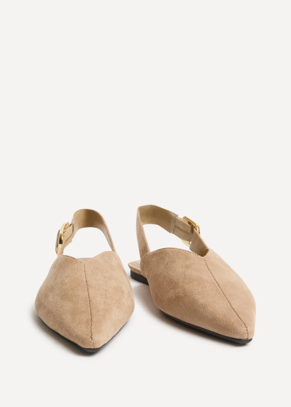 Linzi Lorna Beige Faux Suede Ballet Flats - 5 Image 3