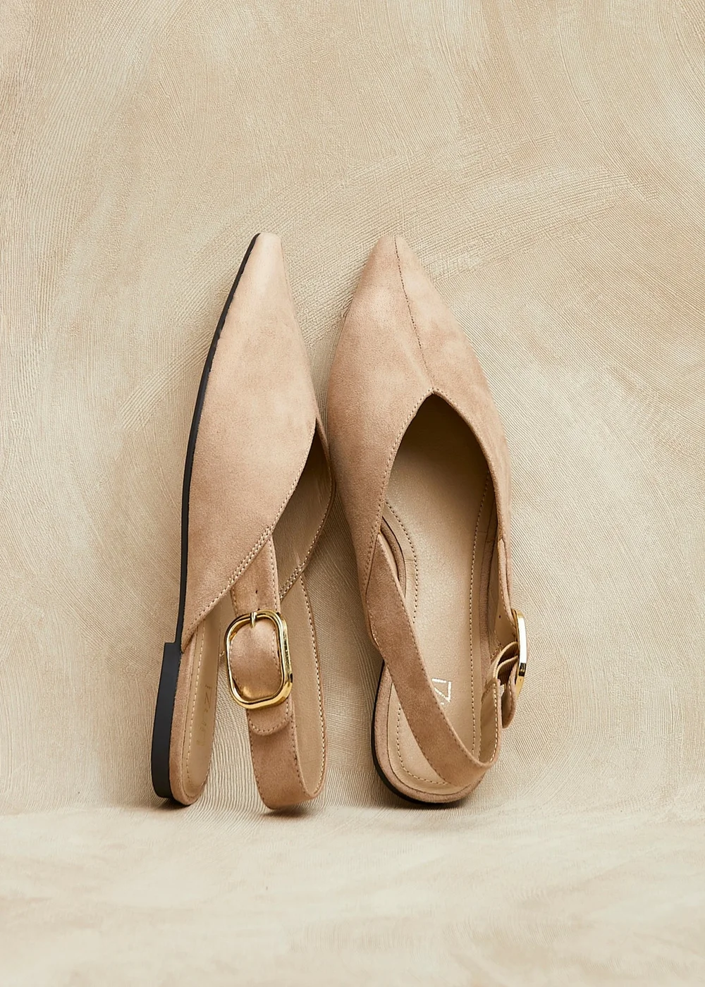 Linzi Lorna Beige Faux Suede Ballet Flats - 5 Image 1
