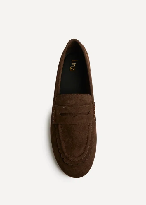 Linzi Bree Brown Suede Leather Penny Loafer - 8 Image 4