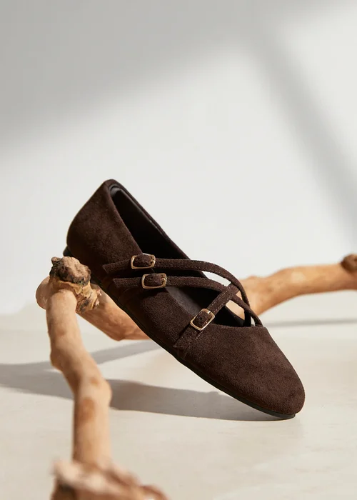 Linzi Matrix Brown Mary Jane Flats - 8 Image 1