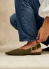 Linzi Lorna Khaki Faux Suede Ballet Flats - 6 Image 1