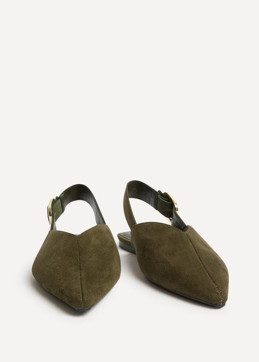 Linzi Lorna Khaki Faux Suede Ballet Flats - 6 Image 3