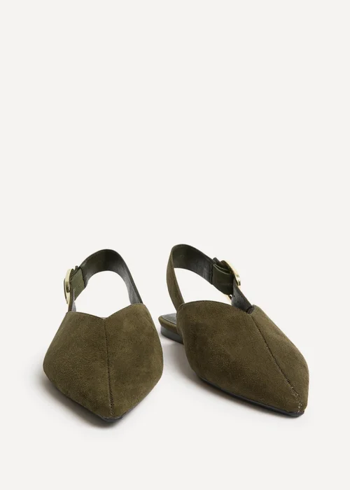Linzi Lorna Khaki Faux Suede Ballet Flats - 6 Image 3