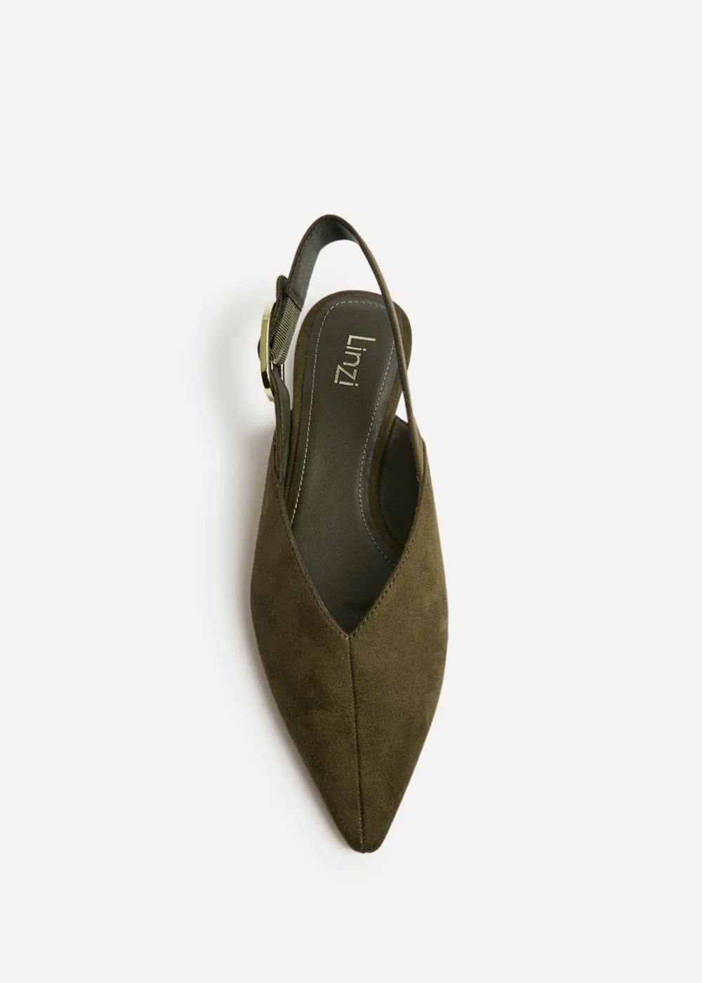 Linzi Lorna Khaki Faux Suede Ballet Flats - 6 Image 4