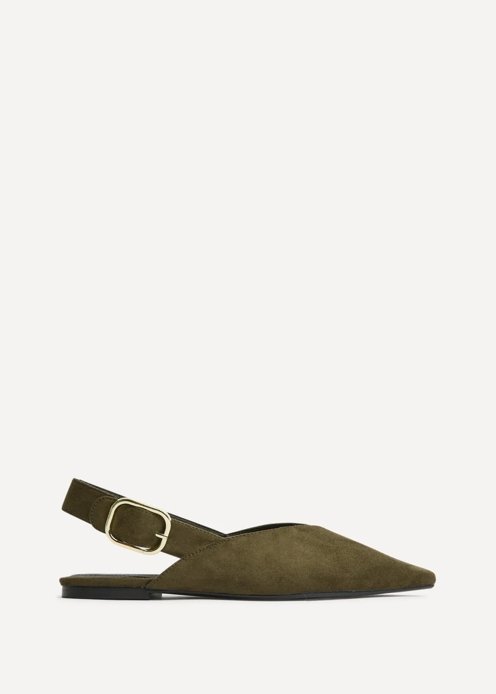 Linzi Lorna Khaki Faux Suede Ballet Flats - 6 Image 2