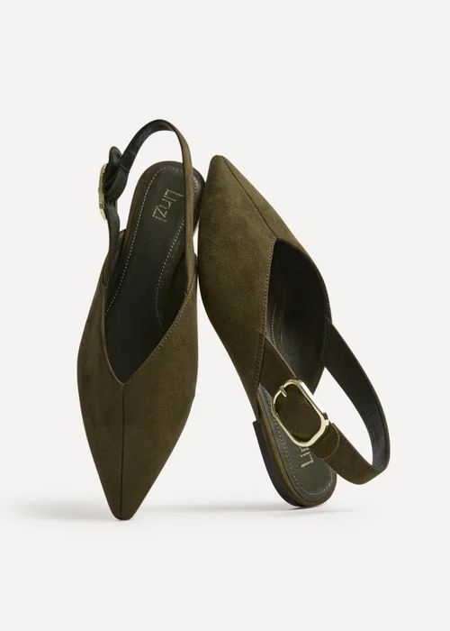 Linzi Lorna Khaki Faux Suede Ballet Flats - 6 Image 5