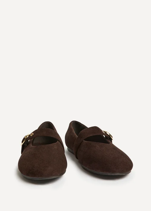 Linzi Nova Wide Fit Brown Mary Jane Flats - Size 5 Image 3