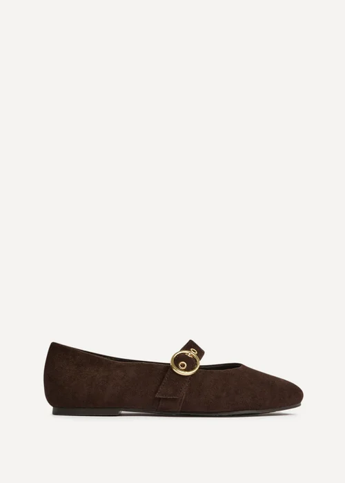 Linzi Nova Wide Fit Brown Mary Jane Flats - Size 5 Image 2