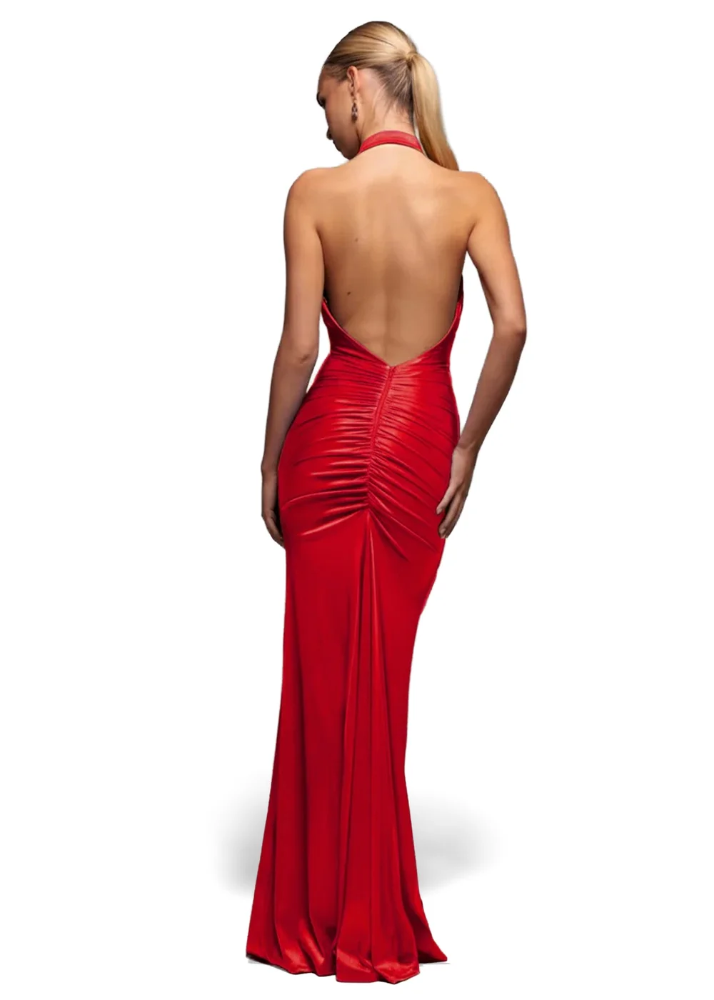 Goddiva Red Halter Cowl Neck Back Maxi Dress - 12 Image 2