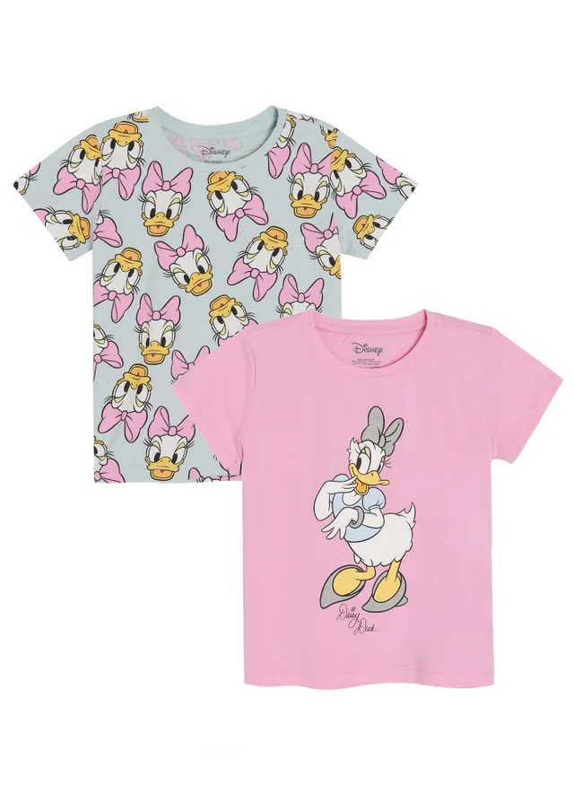 Cool Club Pink 2-Pack Short Sleeve Daisy Duck Character T-Shirts (3-8 yrs)