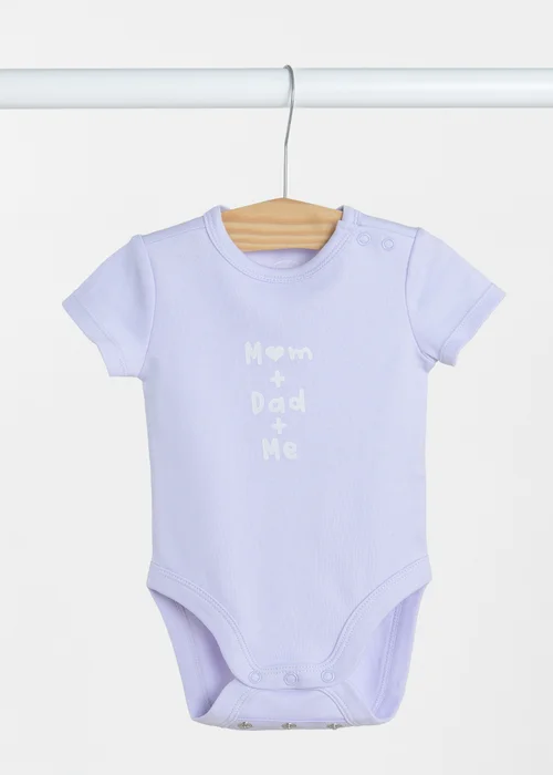 Cool Club Lilac 3-Pack Short Sleeve Love-Themed Bodysuits (1-36 mnths) - 3-6 months Image 3