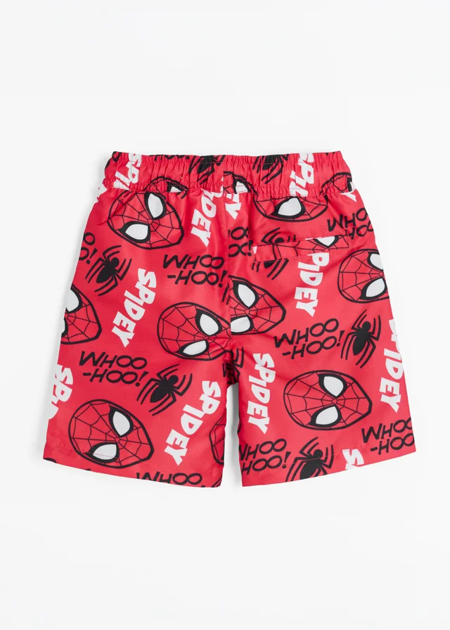 Cool Club Red Spiderman Illustrated All-Over Print Swim Shorts (3-9 yrs)