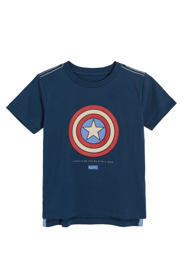 Cool Club Navy Captain America Short Sleeve Graphic Printed T-Shirt (3-9 yrs)