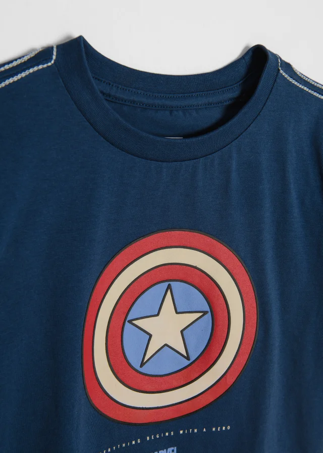 Cool Club Navy Captain America Short Sleeve Graphic Printed T-Shirt (3-9 yrs)