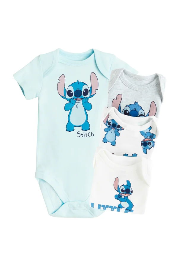Cool Club Blue 4-Pack Short Sleeve Stitch Printed Bodysuits (1-36 mnths)
